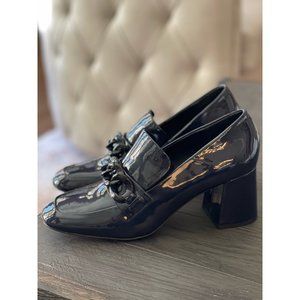 Mango Navy Patent Chunky Heel Loafer NWT Size 10/EU 41